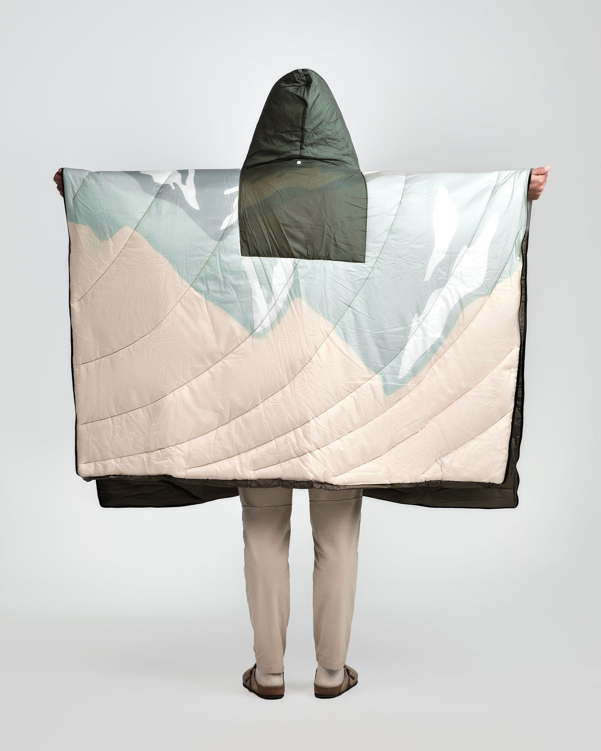 Sac De Couchage Couverture à Capuche Portable – Enveloppe Légère Cape Thermique – Adulte – Khaki